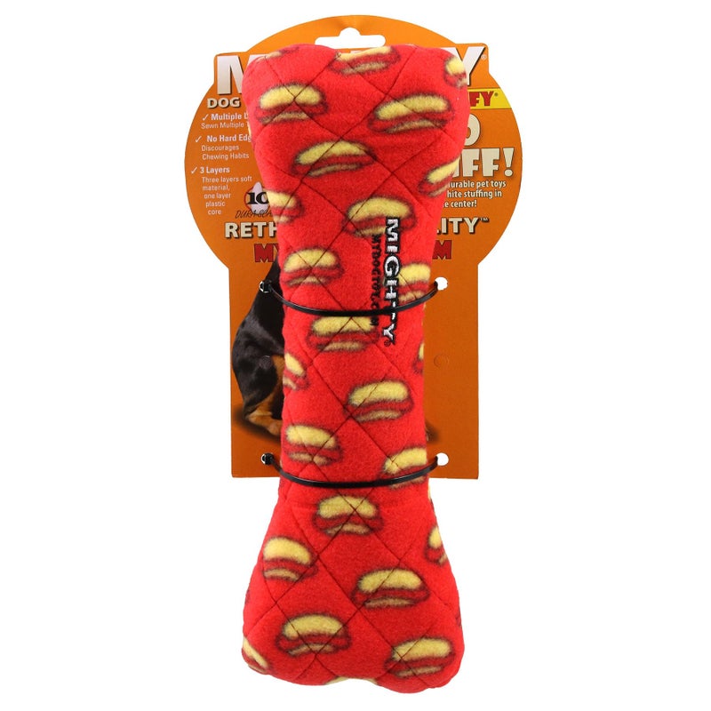 MIGHTY- No Stuff Bone-Redâ€“ Squeaky Plastic Core. 2-in-1 Toy. Made Durable & Floats, Strong & Tough. Interactive Play Dog Toy (Tug, Toss & Fetch) - Image 5